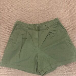 J. Crew Olive Green Pleated High-Rise Women's Shorts